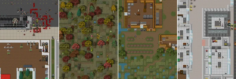 A collage of Cataclysm Dark Days Ahead UltiCa gameplay tiles from the project’s official showcase